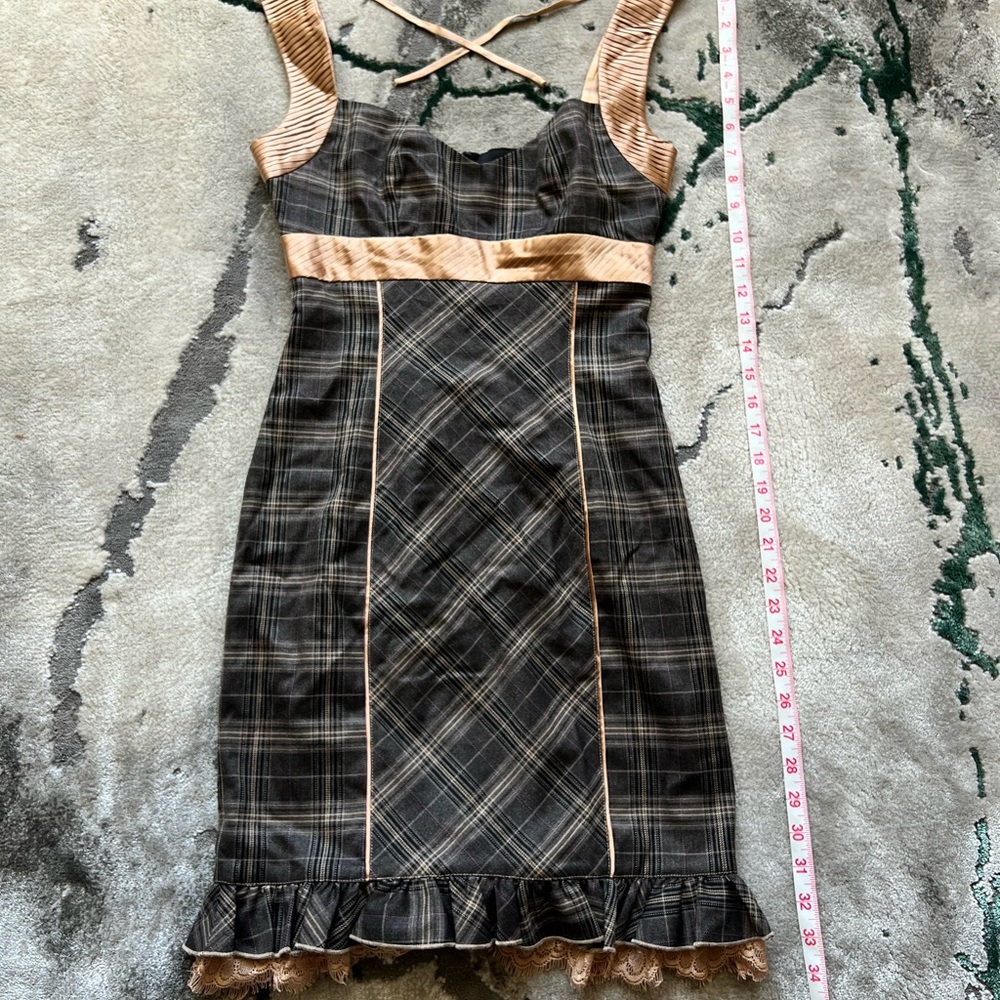 Bebe plaid/satin party dress